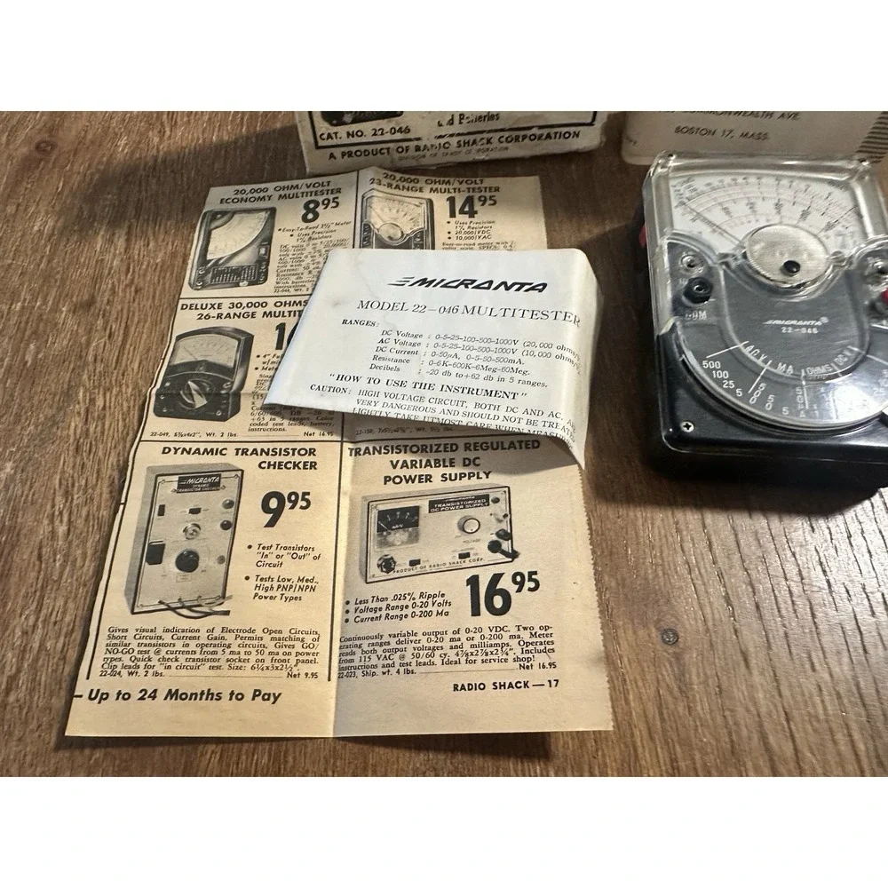 Vintage Micronta Multitester 20,000 OHMs Volt Radio Shack With Box 22-046
